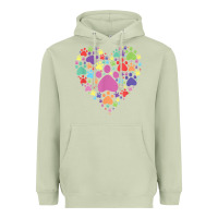 Matcha heart paw print dog cat lover valentines day t shirt Heavyweight Hoodie - linhVisuals