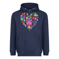Navy heart paw print dog cat lover valentines day t shirt Heavyweight Hoodie - linhVisuals