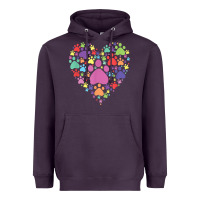 Plum heart paw print dog cat lover valentines day t shirt Heavyweight Hoodie - linhVisuals