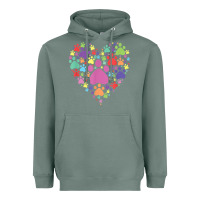 Sage heart paw print dog cat lover valentines day t shirt Heavyweight Hoodie - linhVisuals