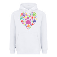 White heart paw print dog cat lover valentines day t shirt Heavyweight Hoodie - linhVisuals