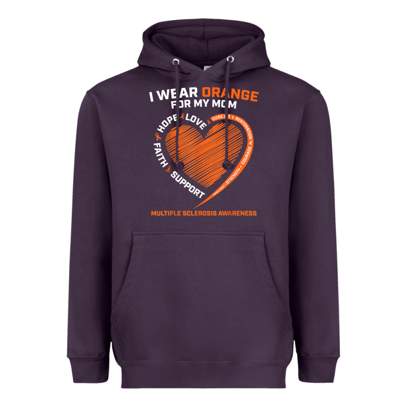 I Wear Orange For My Mom Ms Multiple Sclerosis Awareness T Shirt Heavyweight Hoodie by linhVisuals | Teevron