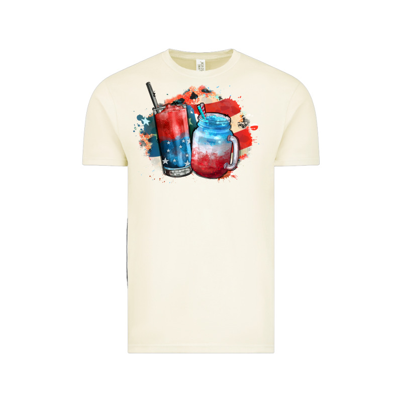 Red White And Blue Slushy Cocktail Vintage Tee by FaDigitalArtStudio | Teevron
