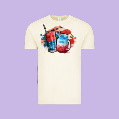 Red White And Blue Slushy Cocktail Vintage Tee Designed By Fadigitalartstudio