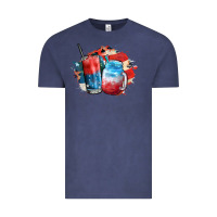 Vintage Denim Red white and blue slushy cocktail Vintage Tee - FaDigitalArtStudio