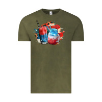 Vintage Olive Red white and blue slushy cocktail Vintage Tee - FaDigitalArtStudio