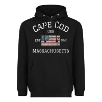 Black cape cod massachusetts american flag usa travel vintage pullover hoodi Heavyweight Hoodie - linhVisuals