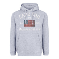 Heather Grey cape cod massachusetts american flag usa travel vintage pullover hoodi Heavyweight Hoodie - linhVisuals