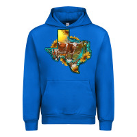 Cobalt western texas map with longhorn bull Urban Hoodie - RanaPortraitStore