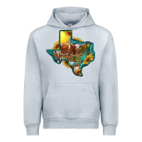Heather Grey western texas map with longhorn bull Urban Hoodie - RanaPortraitStore