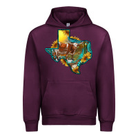 Mauve Wine western texas map with longhorn bull Urban Hoodie - RanaPortraitStore