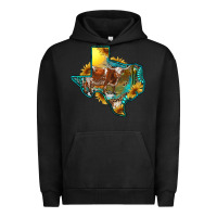 Pigment Black western texas map with longhorn bull Urban Hoodie - RanaPortraitStore