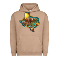 Pigment Burro western texas map with longhorn bull Urban Hoodie - RanaPortraitStore