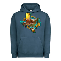 Pigment Midnight Navy western texas map with longhorn bull Urban Hoodie - RanaPortraitStore