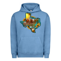 Western Texas Map With Longhorn Bull Urban Hoodie | Teevron