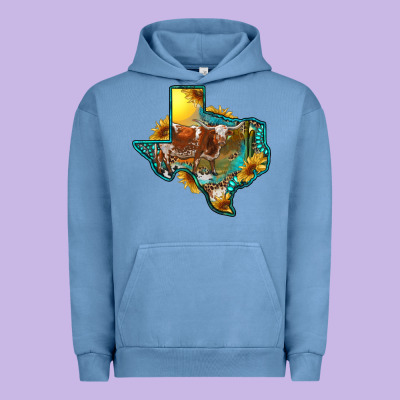 Western Texas Map With Longhorn Bull Urban Hoodie Designed By Ranaportraitstore