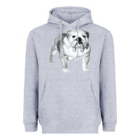 Heather Grey English Bulldog Art Heavyweight Hoodie - linhVisuals