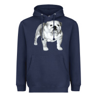 Navy English Bulldog Art Heavyweight Hoodie - linhVisuals