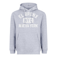 Heather Grey el bronx nueva york nyc gym style distressed white print t shirt Heavyweight Hoodie - linhVisuals