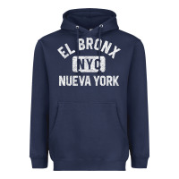 Navy el bronx nueva york nyc gym style distressed white print t shirt Heavyweight Hoodie - linhVisuals
