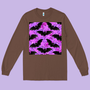 Halloween Bat And Stars Seamless Pattern Long Sleeve Tee Designed By Bundleandbundleshop