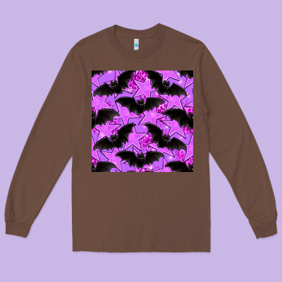 Halloween Bat And Stars Seamless Pattern Long Sleeve Tee Designed By Bundleandbundleshop
