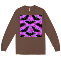 Chestnut halloween bat and stars seamless pattern Long Sleeve Tee - BundleAndBundleShop