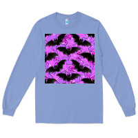 Colony Blue halloween bat and stars seamless pattern Long Sleeve Tee - BundleAndBundleShop
