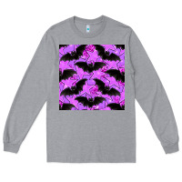Heather Grey halloween bat and stars seamless pattern Long Sleeve Tee - BundleAndBundleShop
