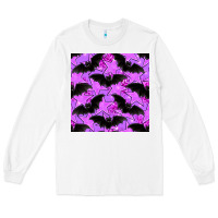 White halloween bat and stars seamless pattern Long Sleeve Tee - BundleAndBundleShop