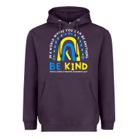 Plum be kind down syndrome awareness blue ribbon rainbow march 21 t shirt Heavyweight Hoodie - linhVisuals
