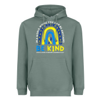 Sage be kind down syndrome awareness blue ribbon rainbow march 21 t shirt Heavyweight Hoodie - linhVisuals