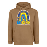 Toasted Coconut be kind down syndrome awareness blue ribbon rainbow march 21 t shirt Heavyweight Hoodie - linhVisuals