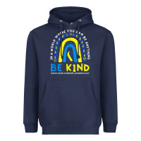 Navy be kind down syndrome awareness blue ribbon rainbow march 21 t shirt Heavyweight Hoodie - linhVisuals