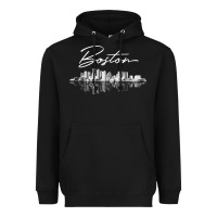 Black boston skyline t shirt for women, men, girls & boys Heavyweight Hoodie - linhVisuals