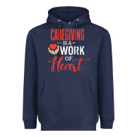 Navy caregiving is a work of heart caregiver gifts for men, women t shirt Heavyweight Hoodie - linhVisuals