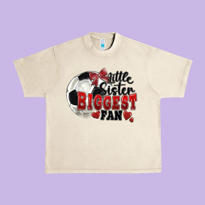 Little Sister Biggest Fan Soccer Urban Heavy Tee Designed By Fadigitalartstudio