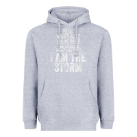 Heather Grey fate whispers to warrior i am the storm quote gritty fighter t shirt Heavyweight Hoodie - linhVisuals