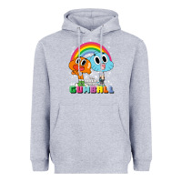 Heather Grey cn the amazing world of gumball & darwin rainbow portrait pullover hoo Heavyweight Hoodie - linhVisuals