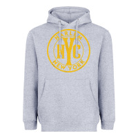 Heather Grey harlem new york nyc vintage sign distressed amber print t shirt Heavyweight Hoodie - linhVisuals