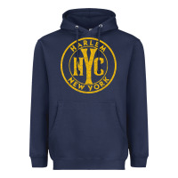 Navy harlem new york nyc vintage sign distressed amber print t shirt Heavyweight Hoodie - linhVisuals
