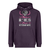 Plum i married my hero proud veteran wife usa military husband t shirt Heavyweight Hoodie - linhVisuals