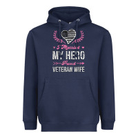Navy i married my hero proud veteran wife usa military husband t shirt Heavyweight Hoodie - linhVisuals