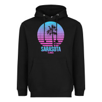 Black sarasota florida vintage retro palm tree t shirt Heavyweight Hoodie - linhVisuals