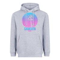 Heather Grey sarasota florida vintage retro palm tree t shirt Heavyweight Hoodie - linhVisuals