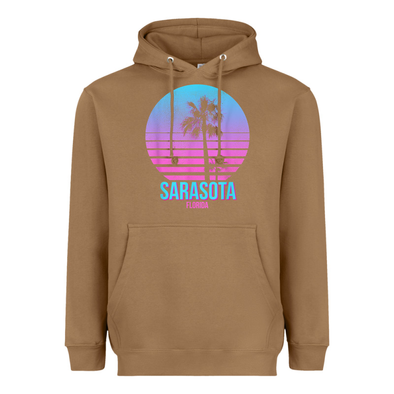 Sarasota Florida Vintage Retro Palm Tree T Shirt Heavyweight Hoodie by linhVisuals | Teevron