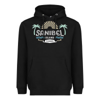 Black sanibel island retro style florida t shirt Heavyweight Hoodie - linhVisuals