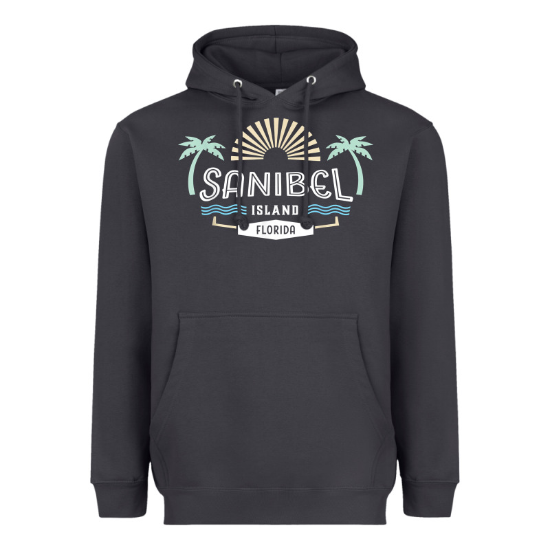 Sanibel Island Retro Style Florida T Shirt Heavyweight Hoodie by linhVisuals | Teevron