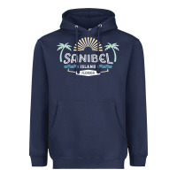 Navy sanibel island retro style florida t shirt Heavyweight Hoodie - linhVisuals