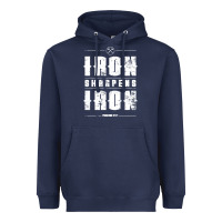 Navy iron sharpens iron proverbs christian bible verse religious pullover h Heavyweight Hoodie - linhVisuals